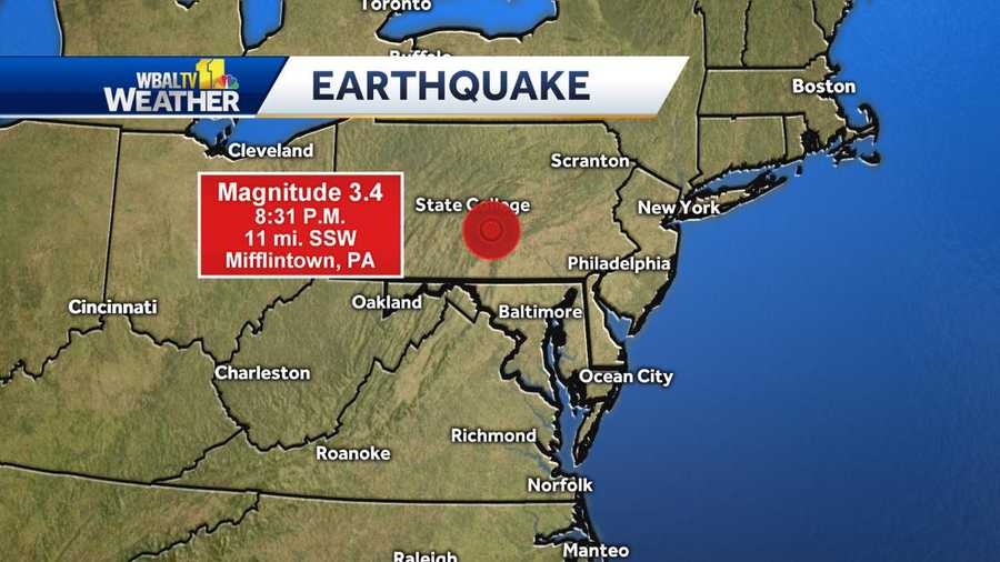 Earthquake rattles parts of central Pennsylvania