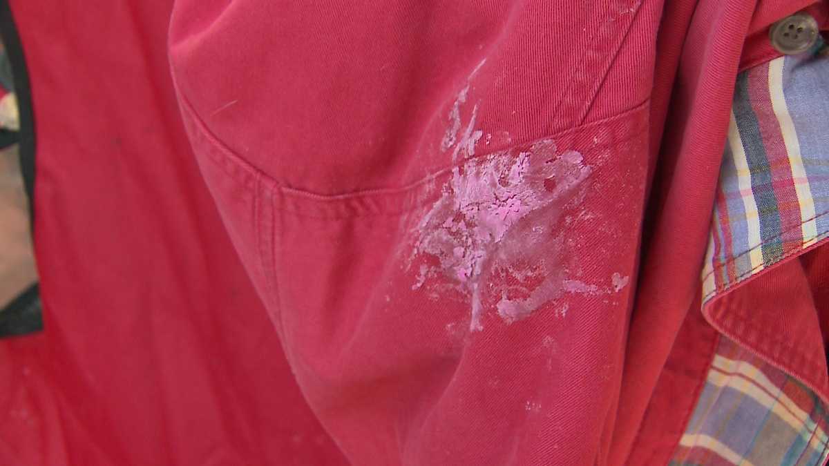 Couple shot with paintballs in Bay View