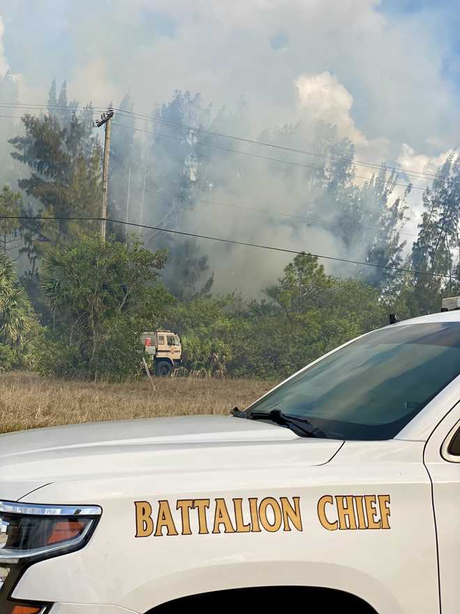 Martin County firefighters working to contain Palm City brush fire