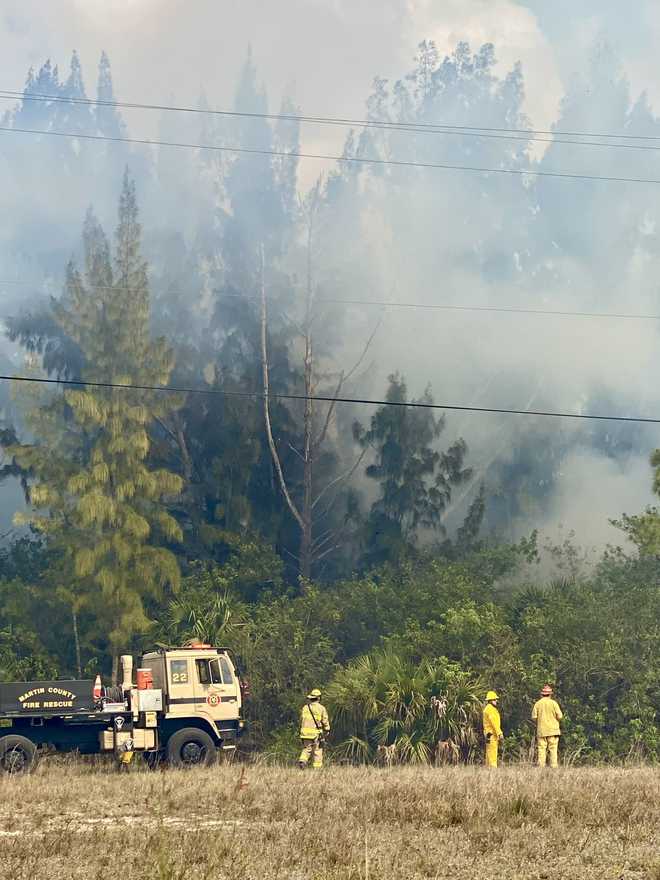 Martin County firefighters working to contain Palm City brush fire