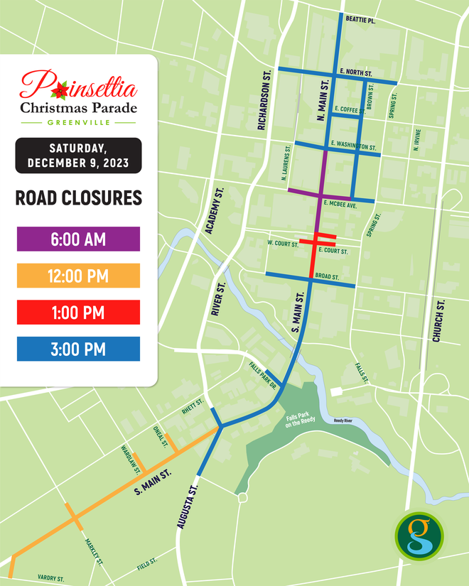 Greenville: Road closures for parade