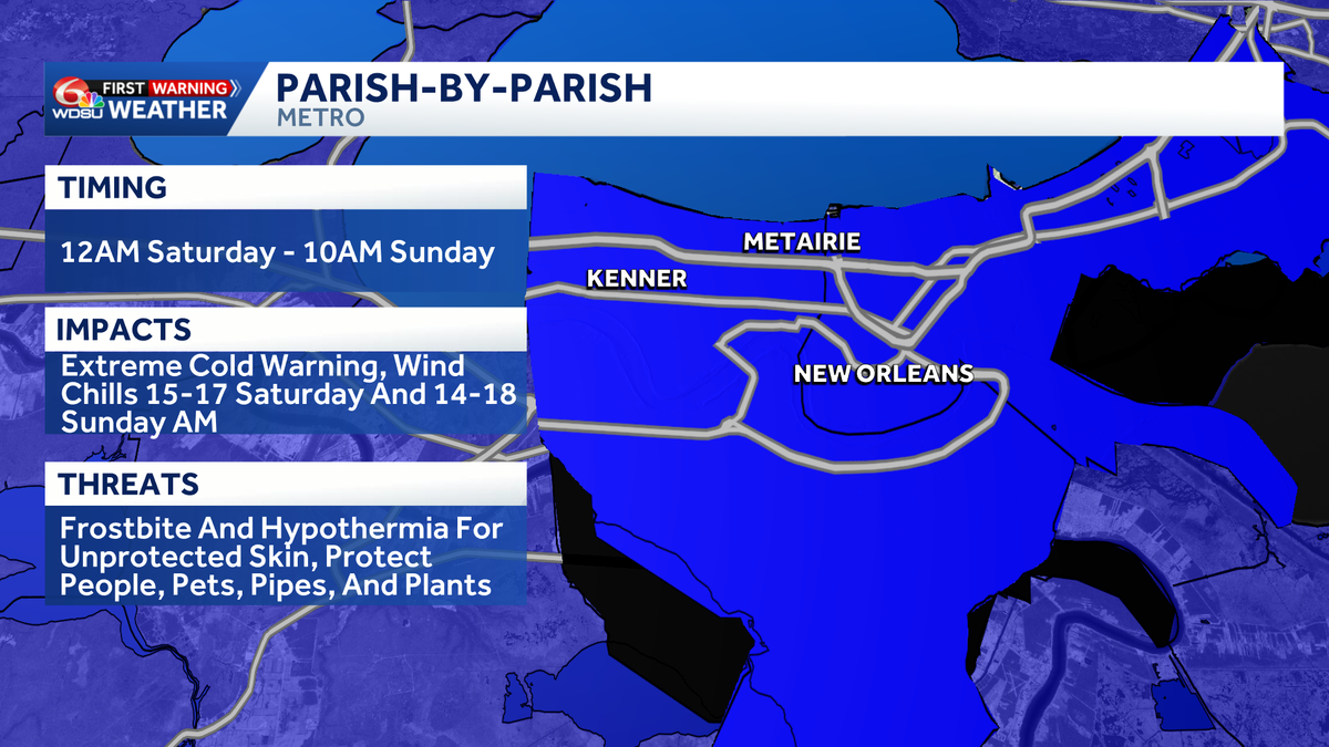 Here’s a parish-by-parish breakdown of how cold it will get this weekend