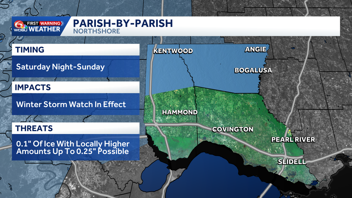 Here's what to expect parish by parish from the weekend winter storm