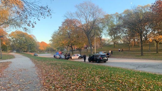 Police chase ends with crash in park
