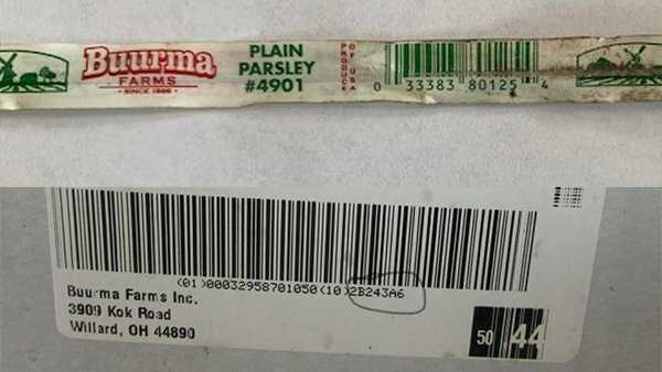 parsley distributed to 6 states including ohio recalled