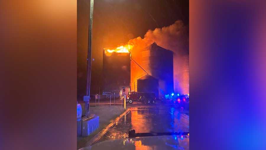 Firefighters spend hours battling grain bin fire in Hamilton County