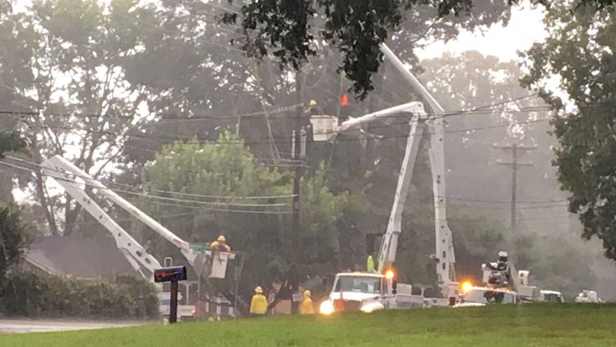 Power lines down on road in Winston-Salem