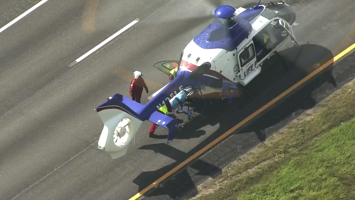 Pedestrian hit along I-495, flown to hospital with serious injuries