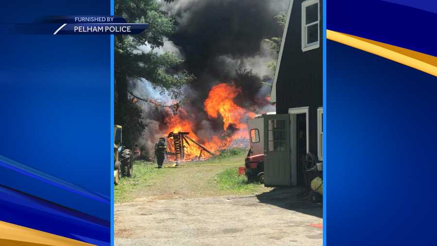 Pelham barn destroyed in fire Thursday afternoon
