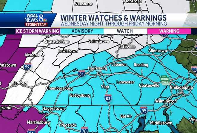 The National Weather Service has released winter weather advisories, watches and even warnings for some Pennsylvania counties.