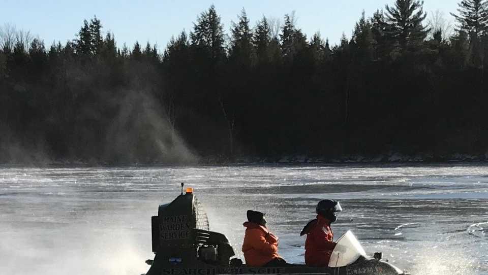 Maine Game Wardens use hovercraft to rescue hunters stranded on ice