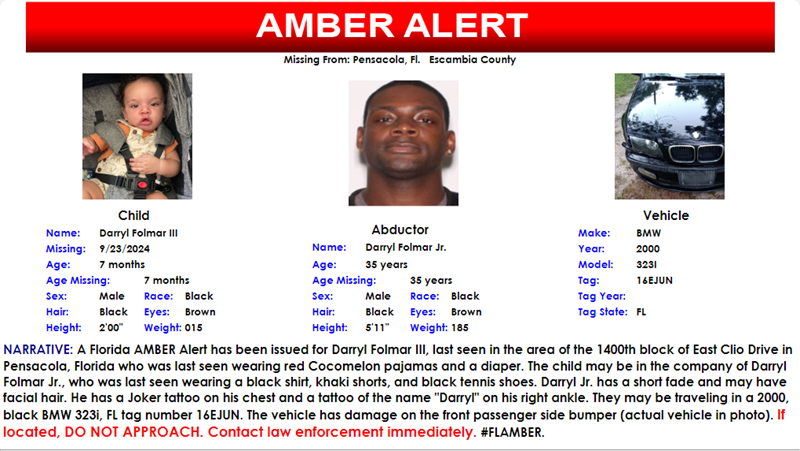 Florida Missing Child Alert for 7-Month-Old Boy Cancelled After Boy Found Safe