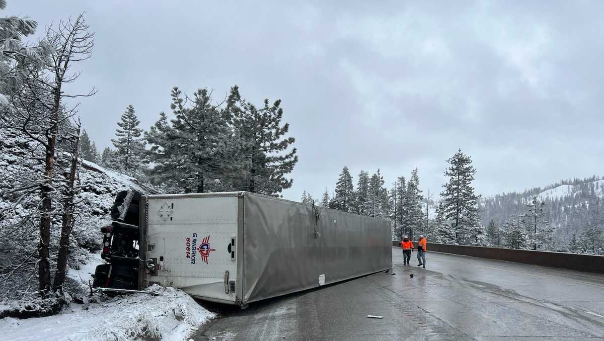1 person seriously injured after big rig overturns on I-80