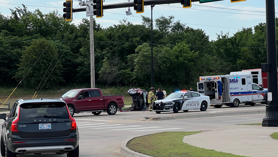 Edmond officials respond to rollover accident