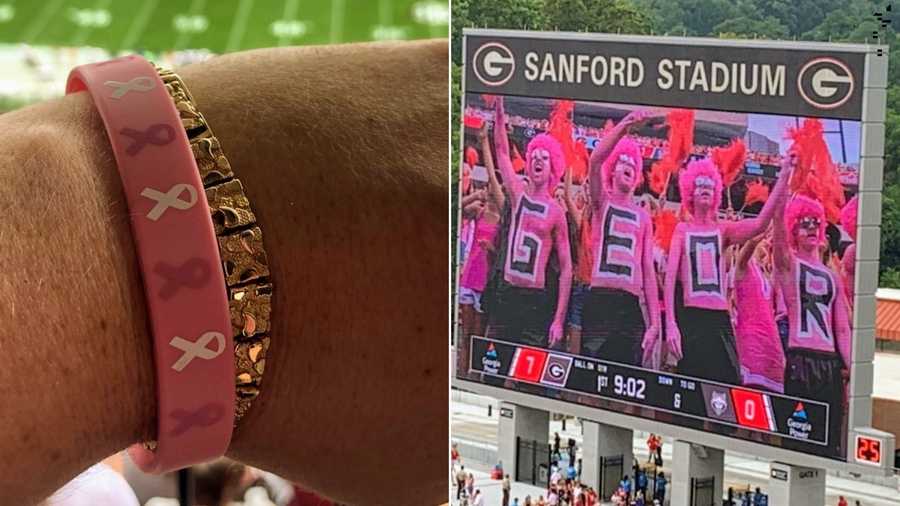 Red is normally the dominant color for University of Georgia fans, but pink carried the day Saturday.