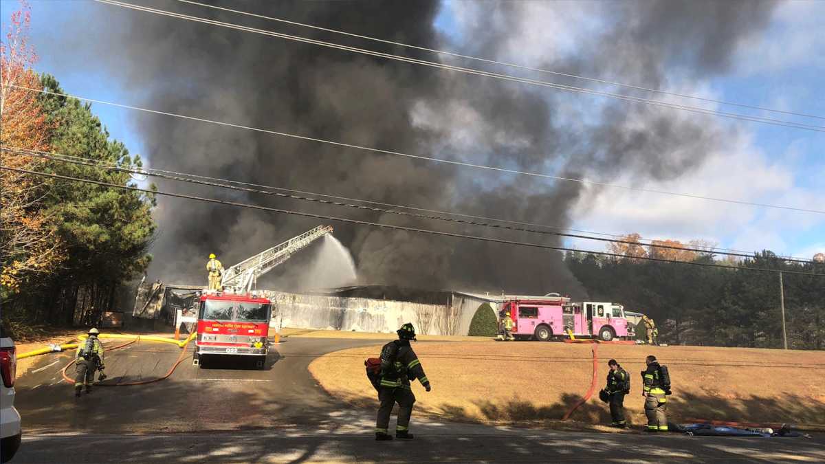 Business fire near Pinson sends huge plume of black smoke into the area