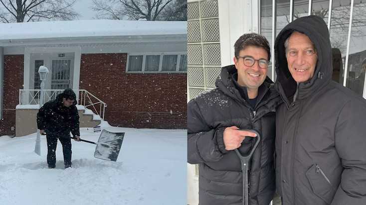 Pittsburgh Mayor Corey O'Connor shovels sidewalks as part of Snow Angels Program