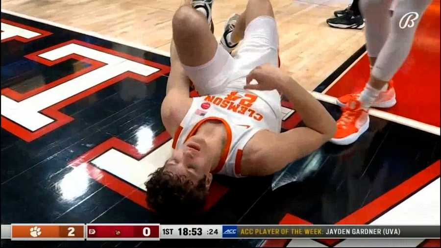 Clemson's PJ Hall aggravated a foot injury in the second minute of Saturday's game against Louisville and did not return.