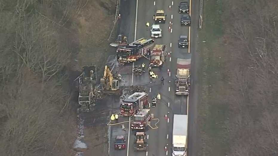 Tractor-trailer fire causes delays on Interstate 495 in Plainville