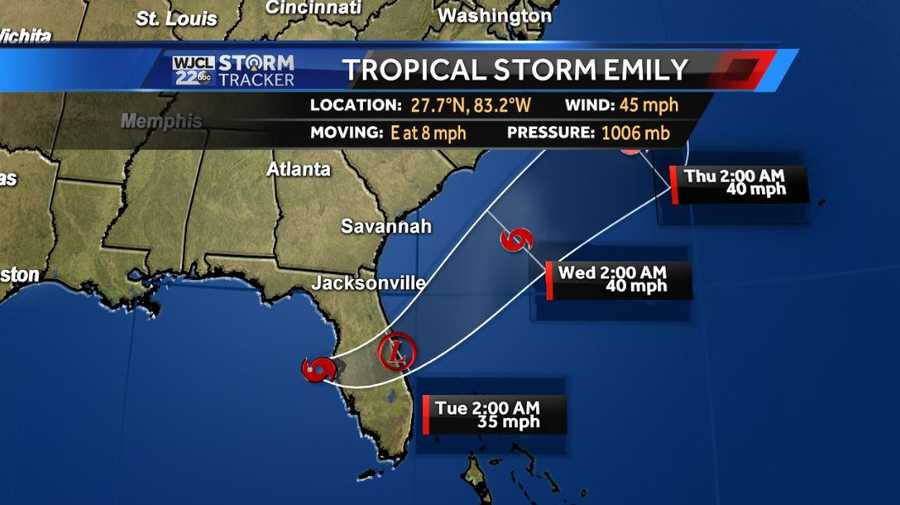 Tropical Storm Emily 2025 Path Images References :