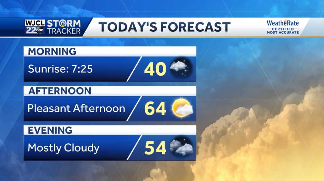 Pleasant and dry through Saturday then rain and wind on Sunday - WJCL