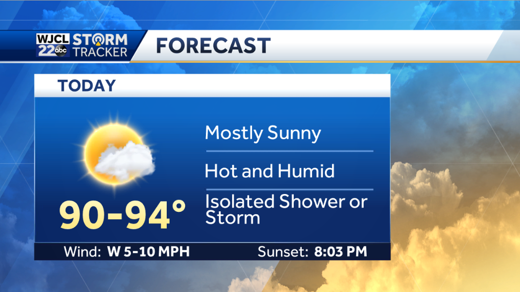 A hot one today with shower or storm after 3 pm