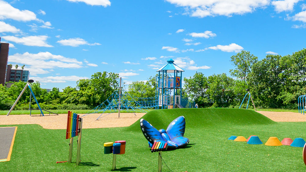 New fully accessible playground with 90foot zip line, 'tot'sized