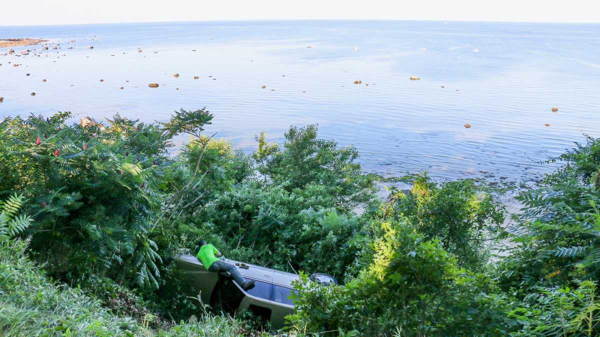Bystanders rescue driver after car goes over cliff