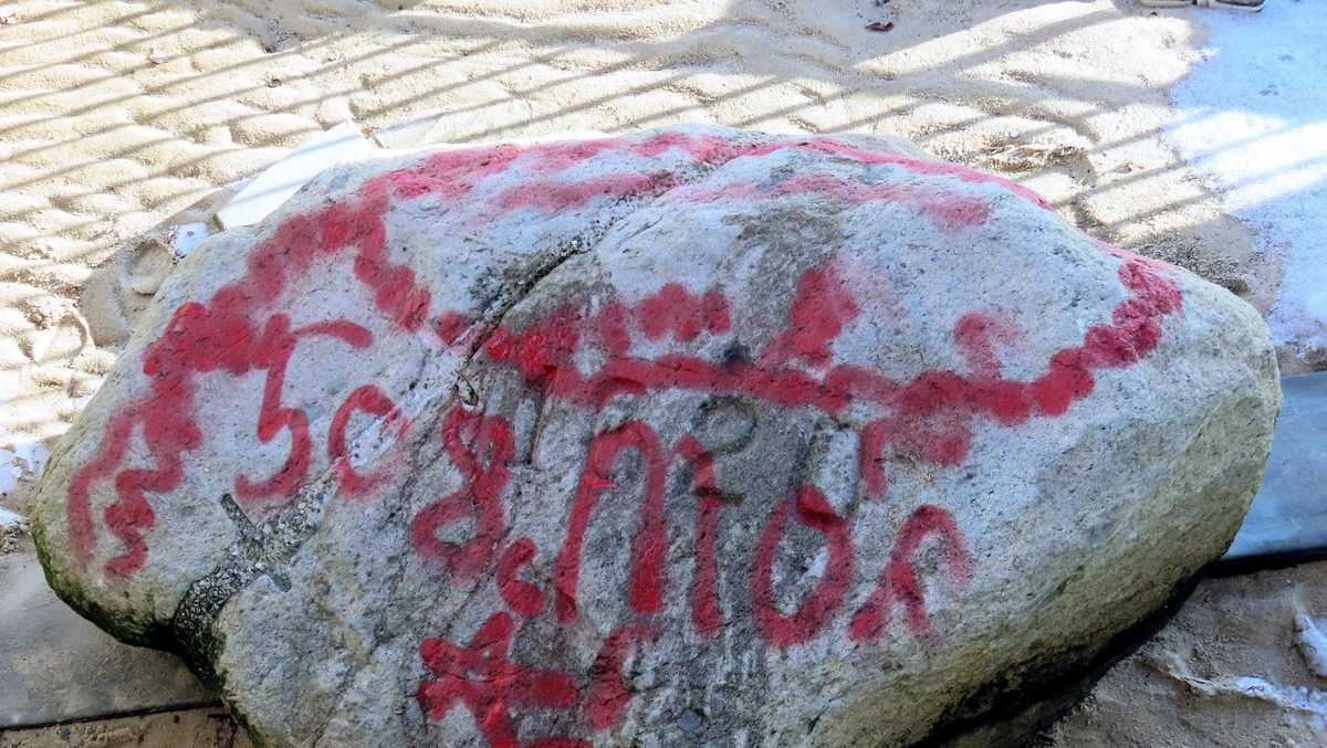 Iconic Plymouth Rock, other landmarks vandalized, covered in graffiti