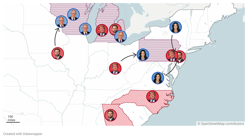 Interactive Map: Where are the presidential candidates on Nov. 4?