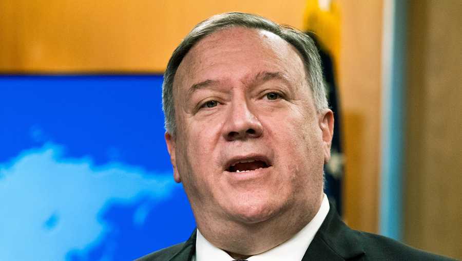 In this Oct. 14, 2020 file photo, Secretary of State Mike Pompeo speaks during a news conference at the State Department in Washington.