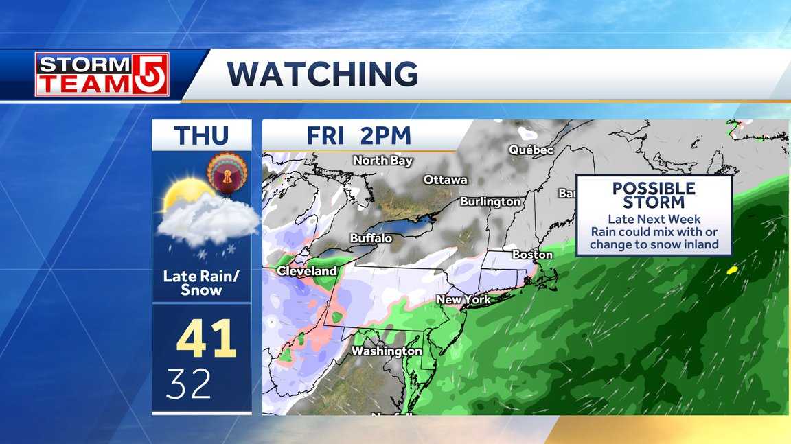 Storm close to Thanksgiving may bring snow to parts of New England