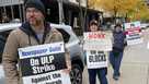 Striking Post-Gazette workers picketed in front of owners John Block's  house today