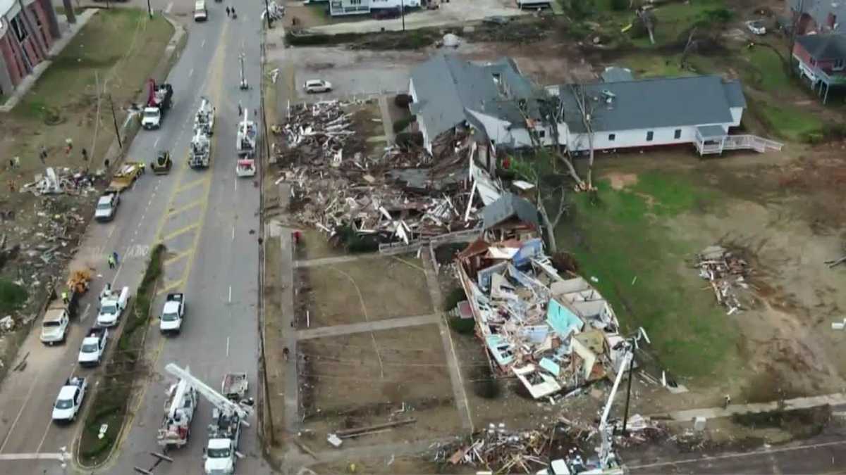 SKY 13 drone video of tornado damage in Wetumpka, Alabama