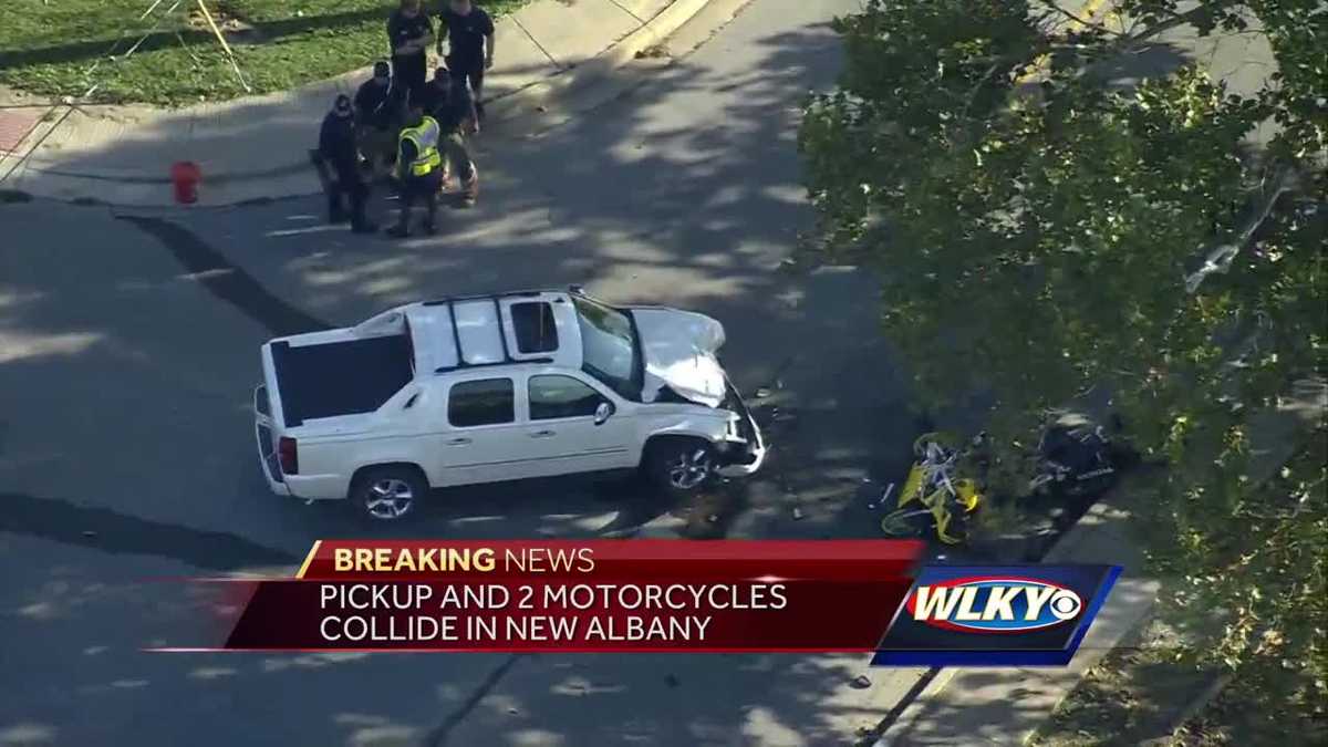 Man dead, woman seriously injured after pickup, motorcycles collide in ...