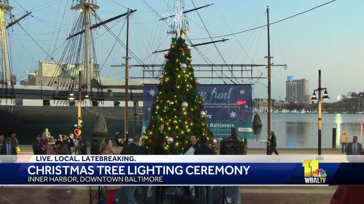 Christmas tree lighting illuminates Baltimore's Inner Harbor