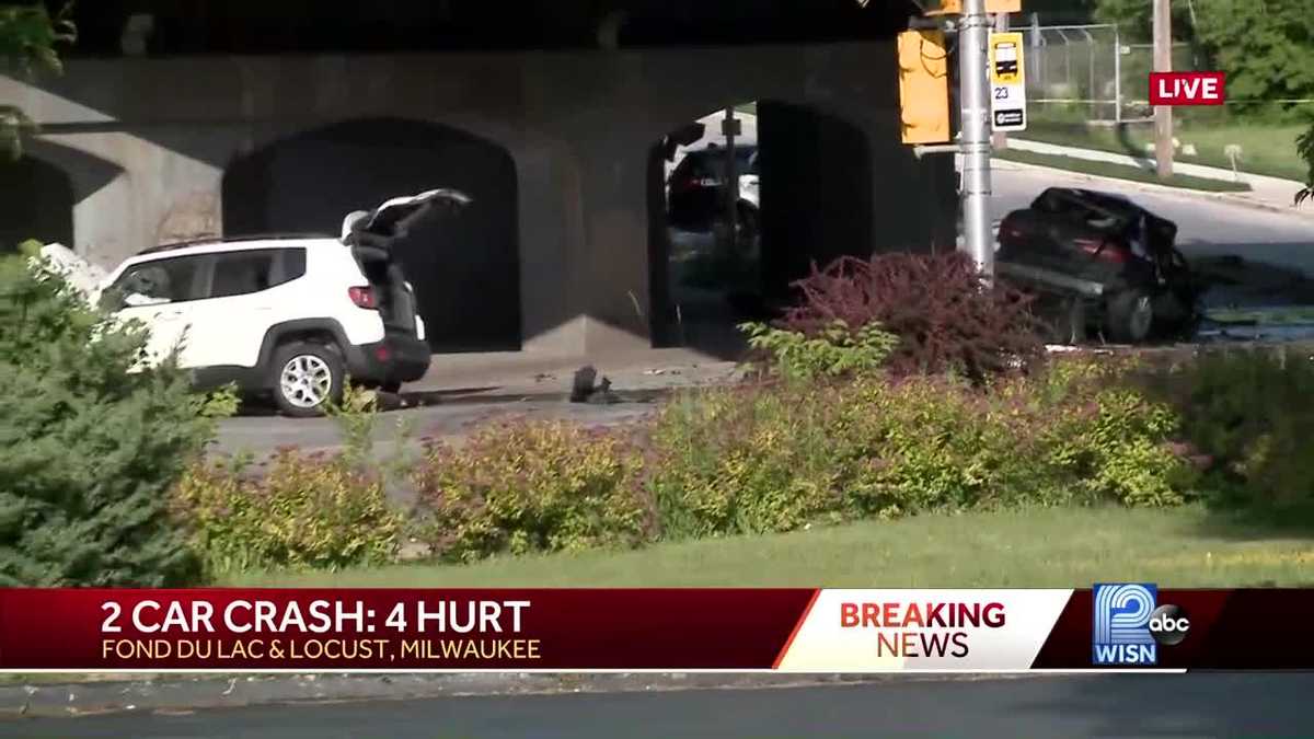 4 people hurt in two-car crash on Locust and Fond Du Lac