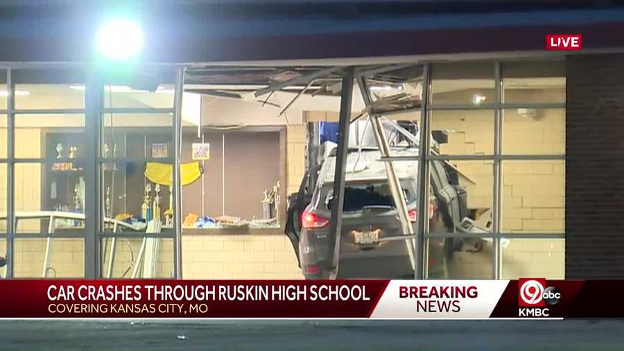 Car slams into Ruskin High School