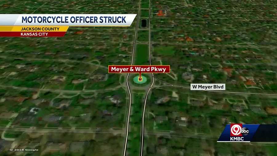 Motorcycle officer struck near Meyer and Ward Parkway. 