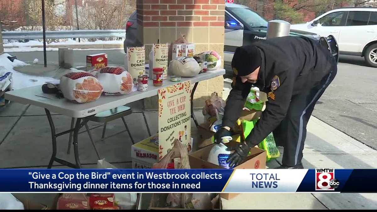 Westbrook police host "Give a Cop the Bird" event to collect food for