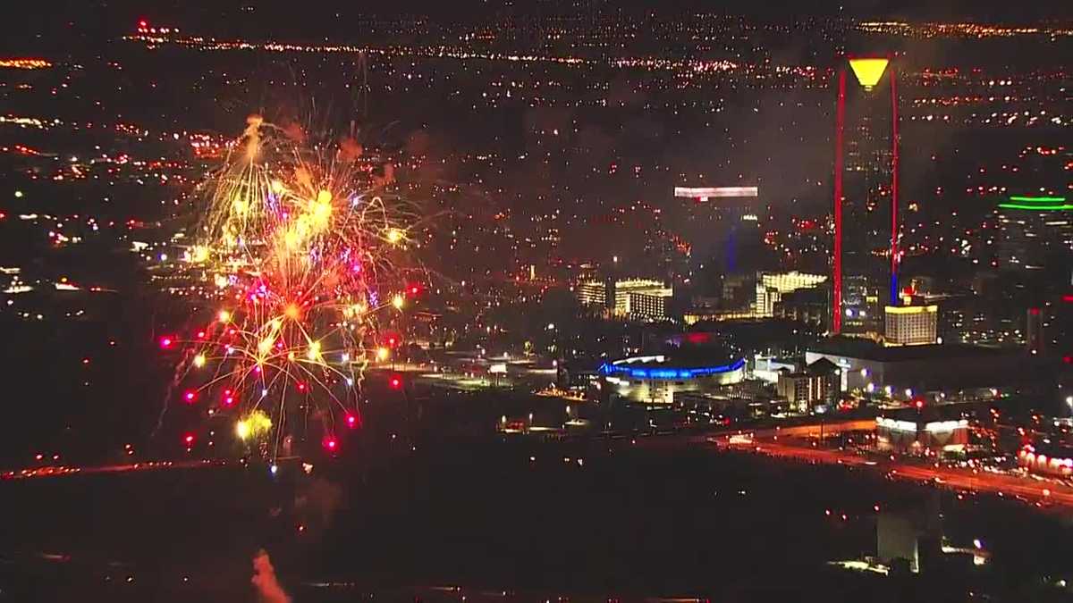 LIVE Sky 5 flies over fireworks shows in Oklahoma City