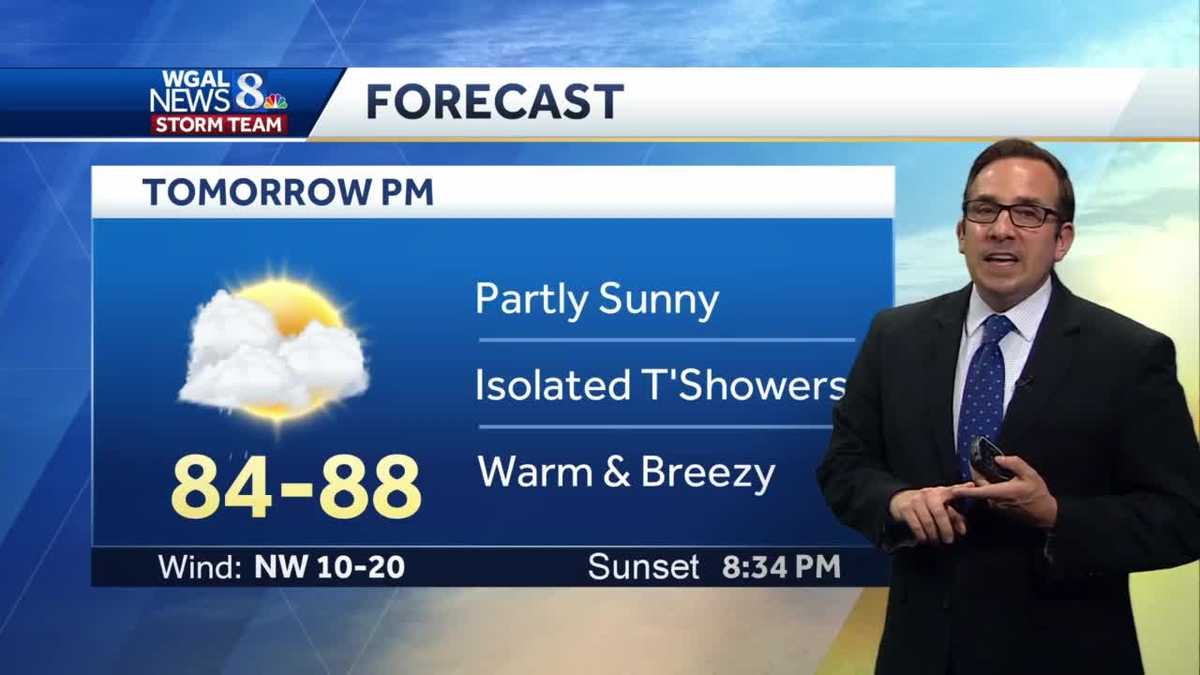 Isolated T'Showers Saturday; Less Humid Sunday