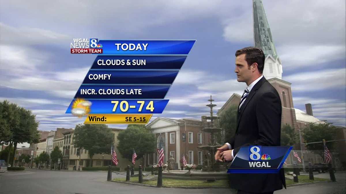 Clouds & sunshine; Temps into the 70s