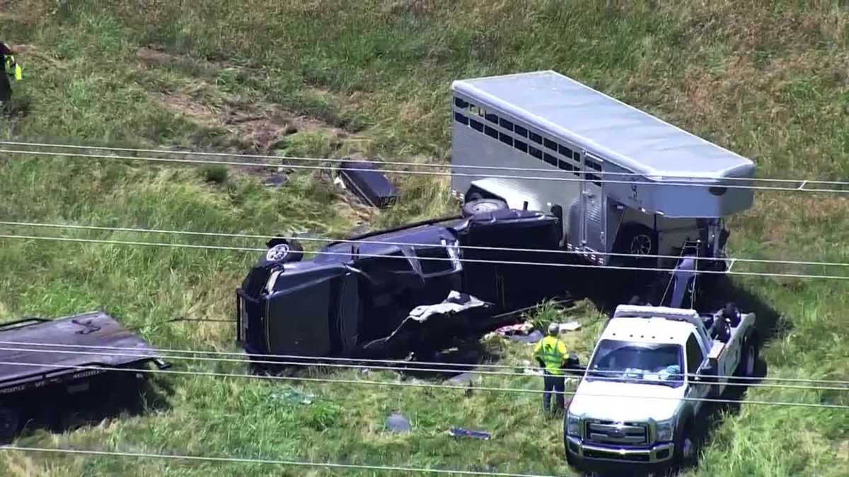 Three seriously injured after truck with horse trailer crashes in SW OKC