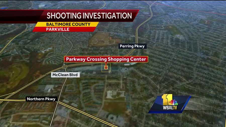 Baltimore County police said a man was shot  late Tuesday evening at the Parkway Crossing Shopping Center in the 2400 block of McClean Boulevard.