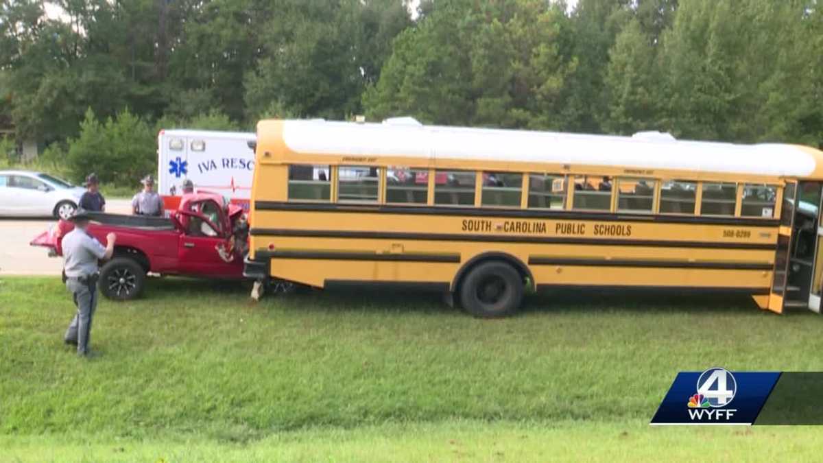 Two students, driver injured when pickup truck rear-ended school bus ...