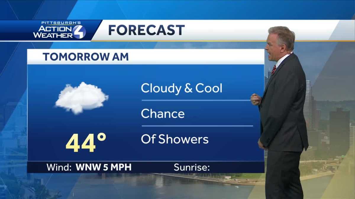 Cloudy and cool with a few rain showers on Tuesday