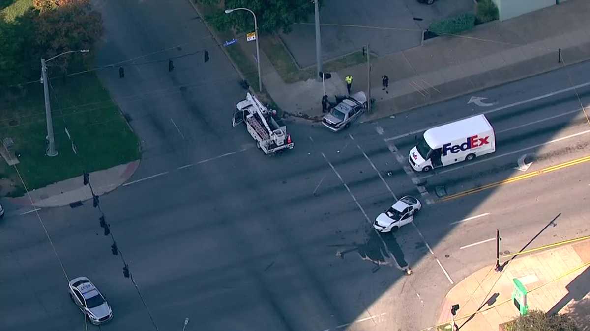 LMPD officer, man taken to hospital after crash in downtown Louisville