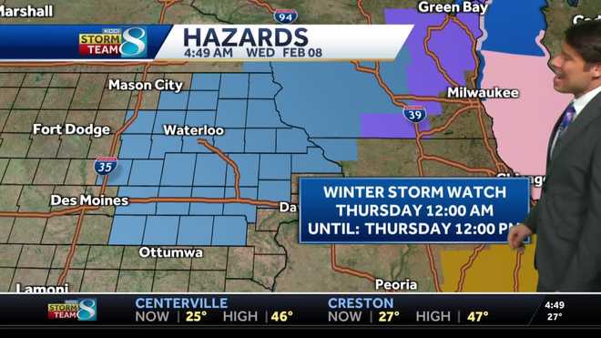 Iowa expecting snow Thursday. Winter storm watch to be posted