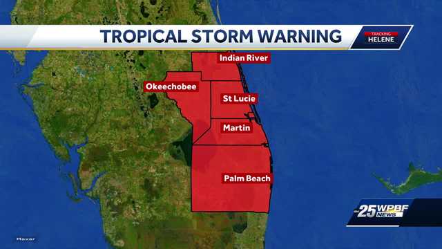 Hurricane Helene continues to strengthen, Tropical Storm Warning in effect for the Treasure Coast and Palm Beach County